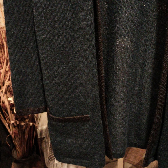 FINAL PRICE Peruvian Connection 100% Alpaca Forest Green Sweater w Black Trim - Picture 16 of 16